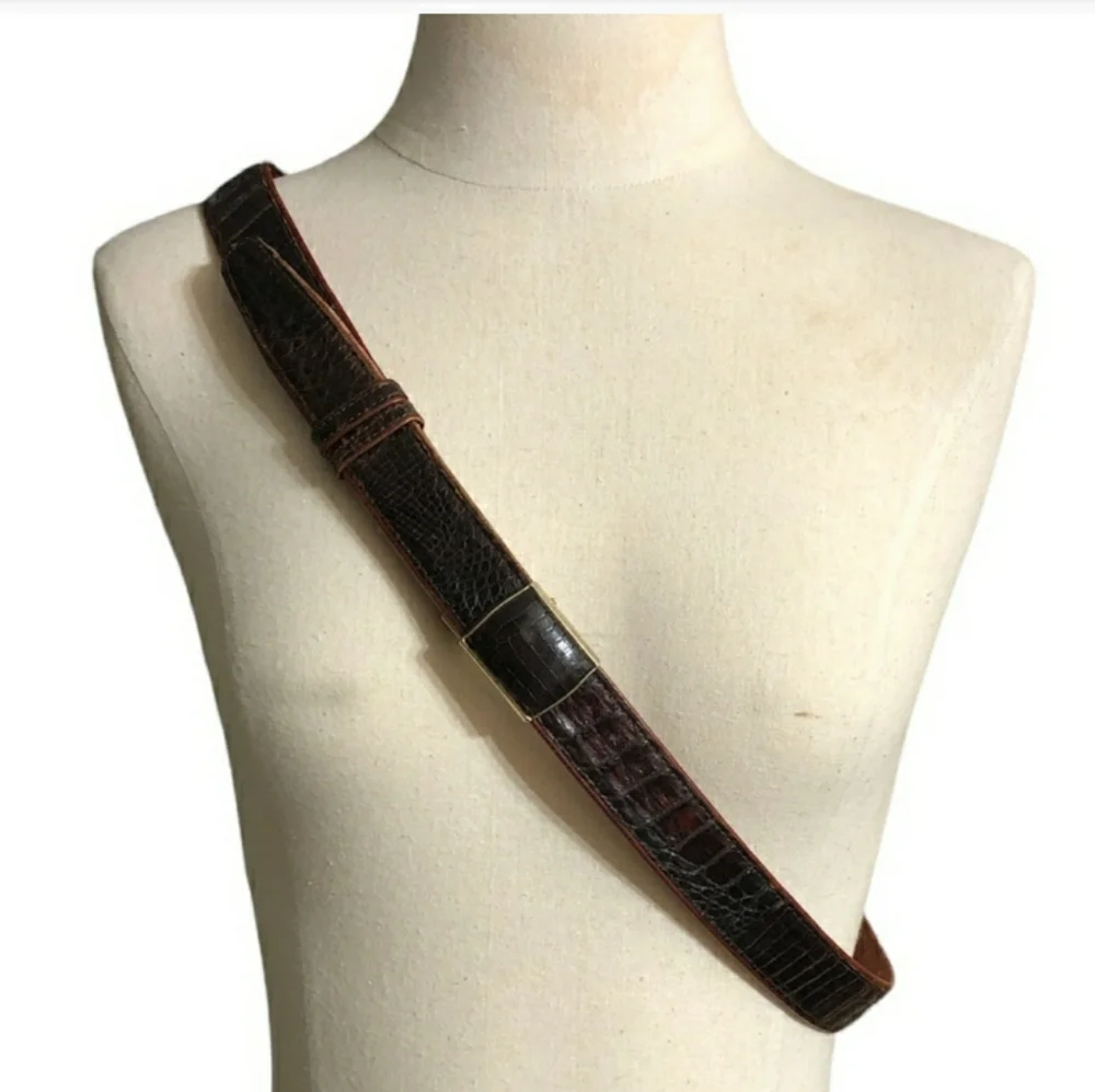 L.F.B. Oxblood Crocodile Belt Self Locking Buckle VintageVintage!